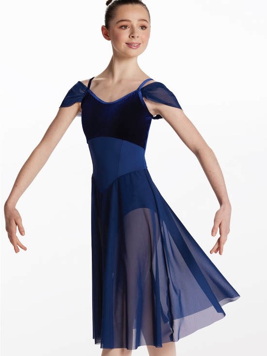 Weissman Dresses & Skirts - Weissman Blue Mesh Cold-Shoulder Ballet Dress Corset XSmall XS Adult